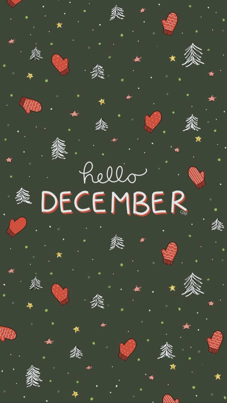 Cute Christmas iPhone, Hello December, dark green, HD Phone Wallpaper