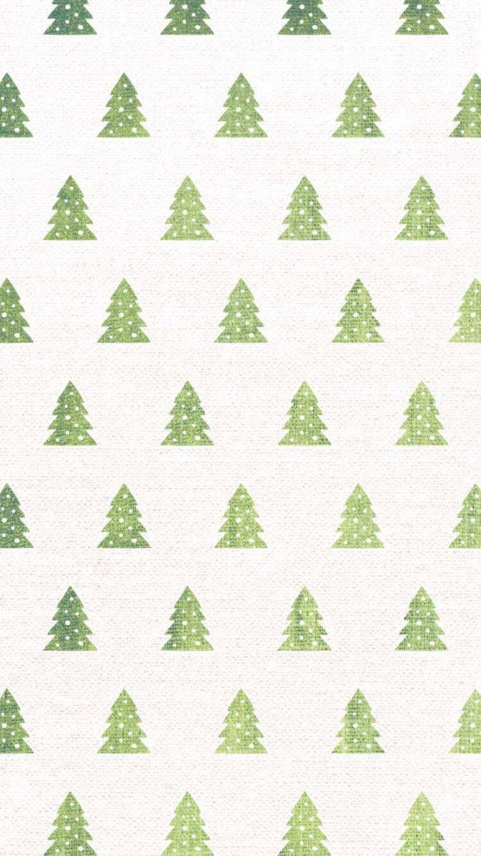 green glittery pine trees, textured off-white fabric background, Cute Christmas iPhone, SD Phone Wallpaper