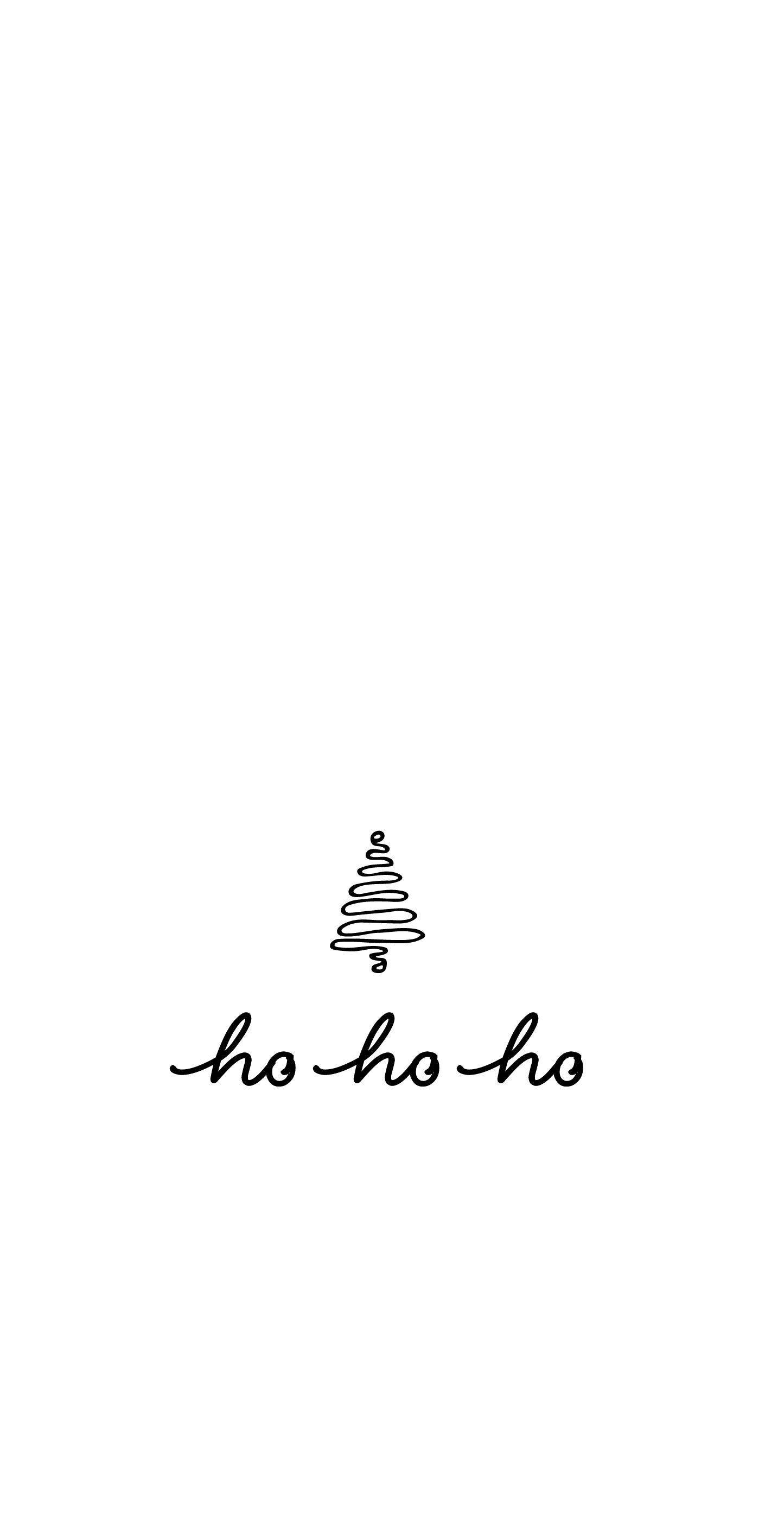 simple cute christmas iphone, spiral Christmas tree, ho ho ho script, 2K Phone Wallpaper