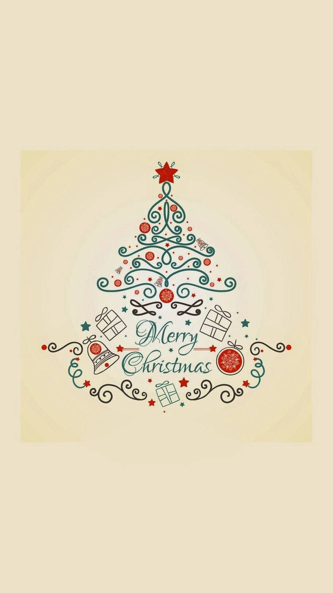 Cute Christmas iPhone, tree shape, swirling green branches, Full HD Phone Wallpaper