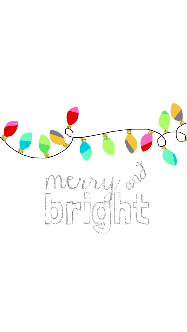 Cute Christmas iPhone, merry and bright, colorful string lights, SD Phone Wallpaper