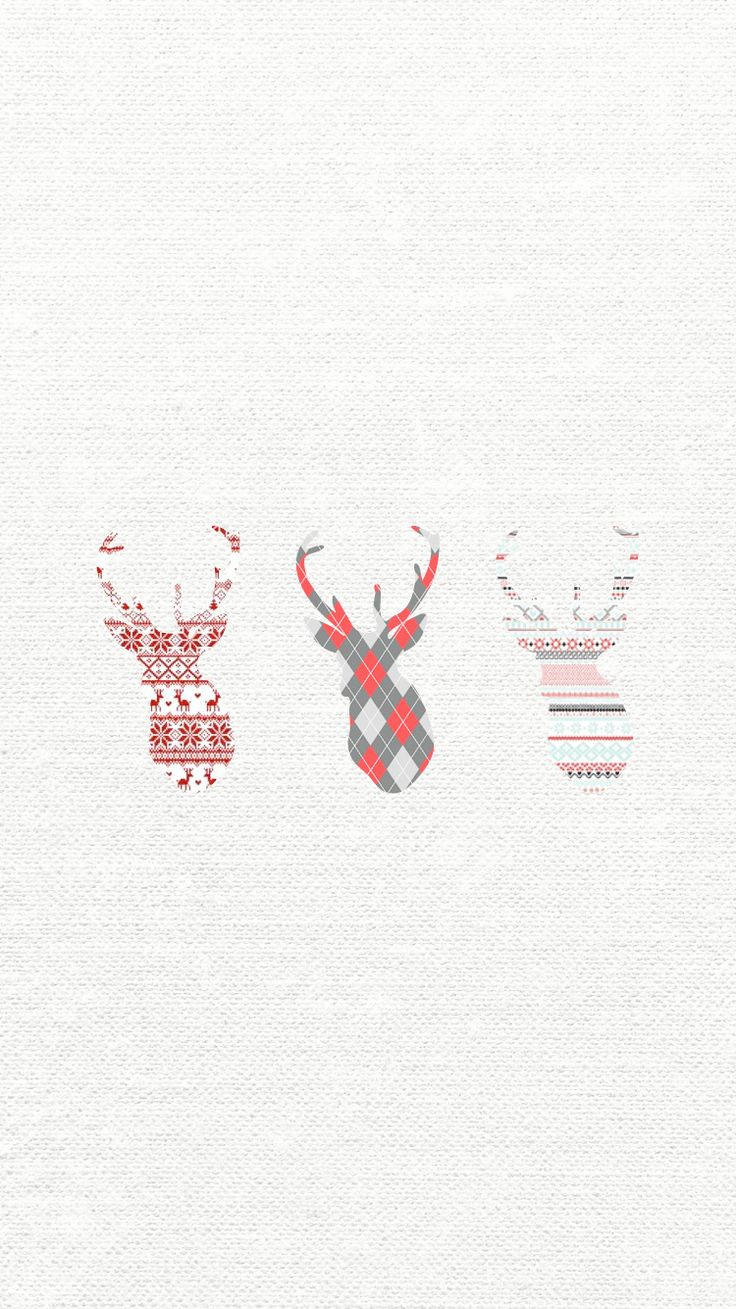 Cute Christmas iPhone, reindeer silhouettes, red and gray argyle, HD Phone Wallpaper