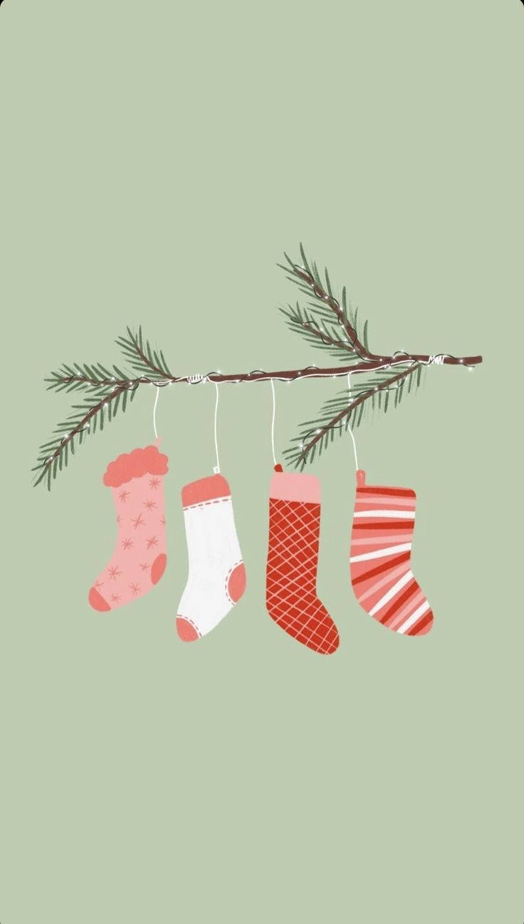 Cute Christmas iPhone Socks, Christmas stockings, pine branch, HD Phone Wallpaper