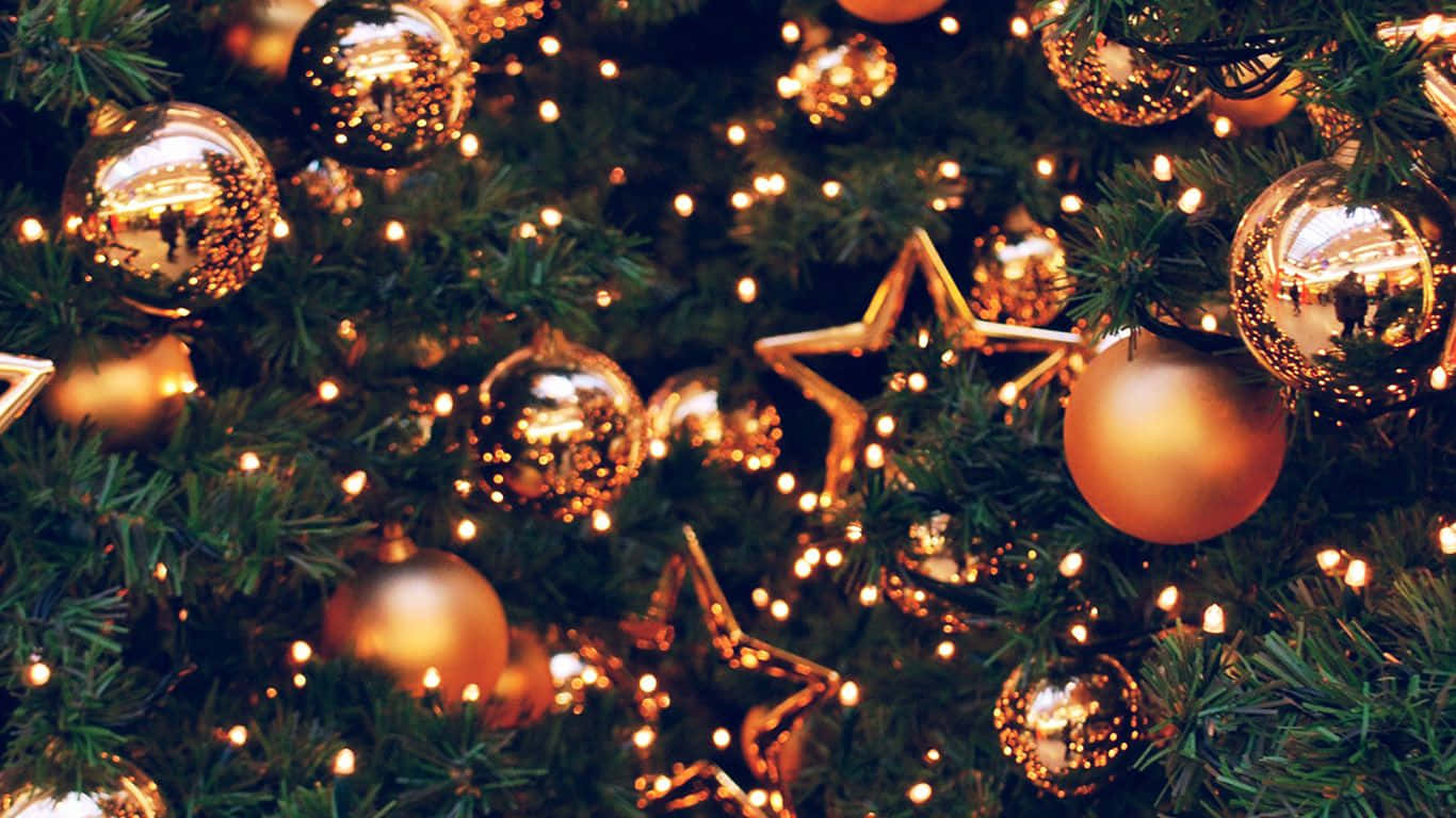 cute christmas laptop, 1366 x 768, lush green Christmas tree, HD Desktop Wallpaper