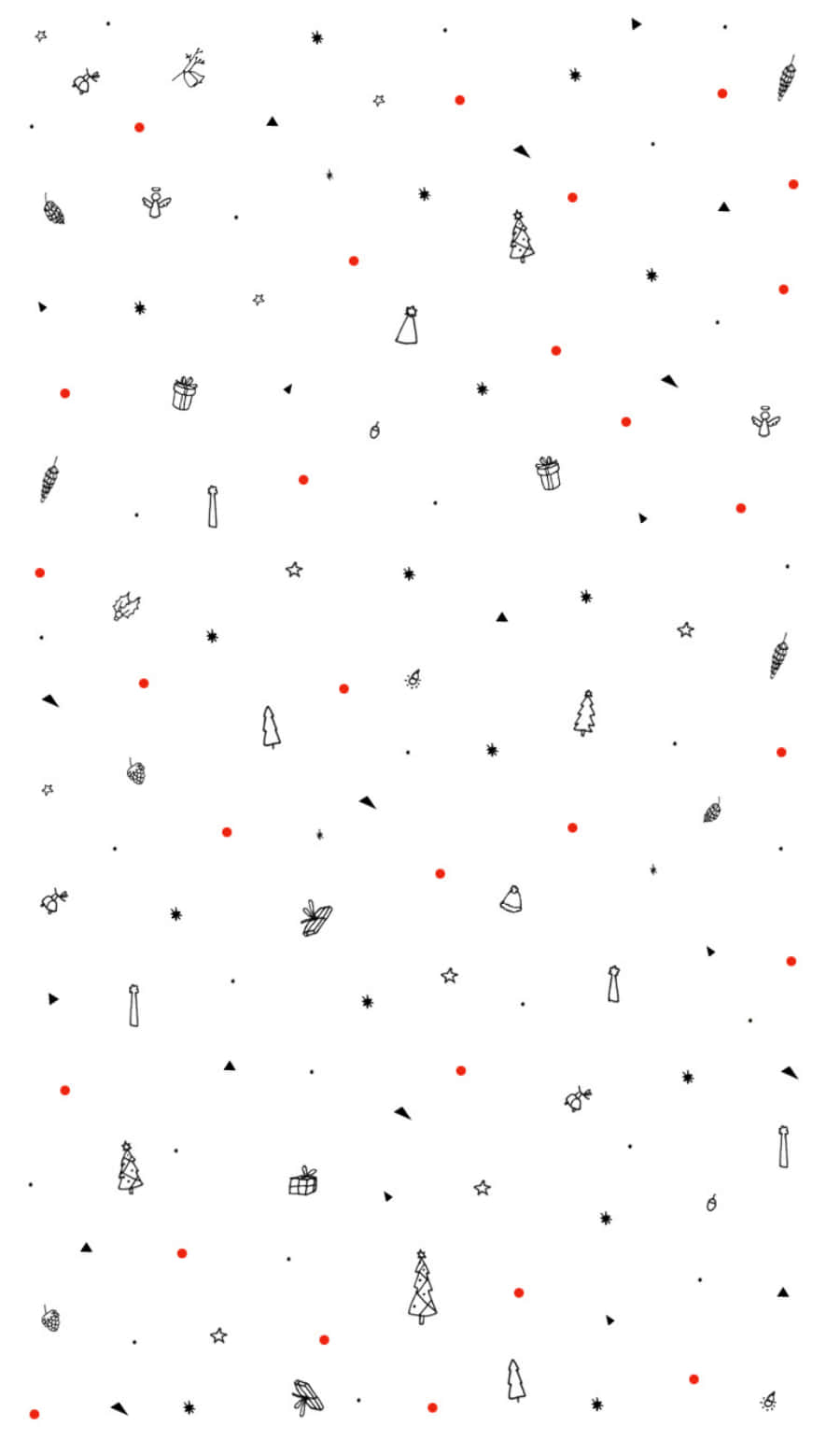 cute christmas phone, minimalist holiday pattern, black line drawings, HD Phone Wallpaper