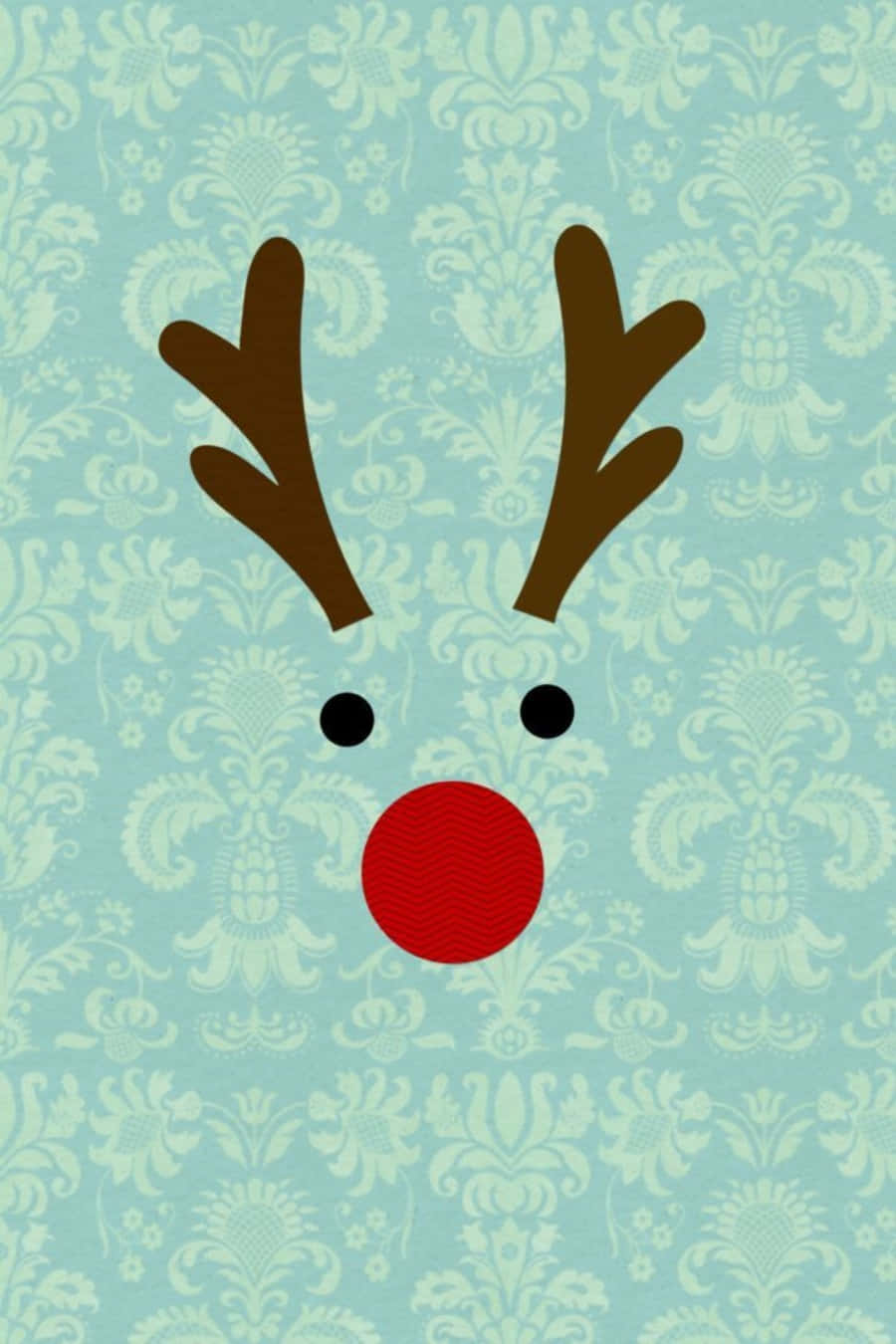 Cute Christmas Phone, red nose reindeer, brown antlers, HD Phone Wallpaper