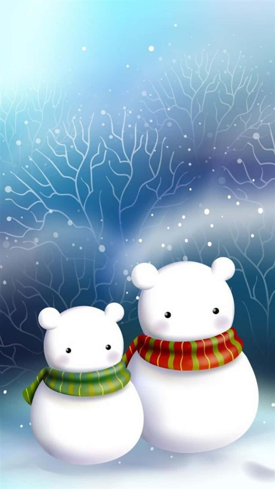snowmen, colorful scarves, snowy winter scene, HD Phone Wallpaper