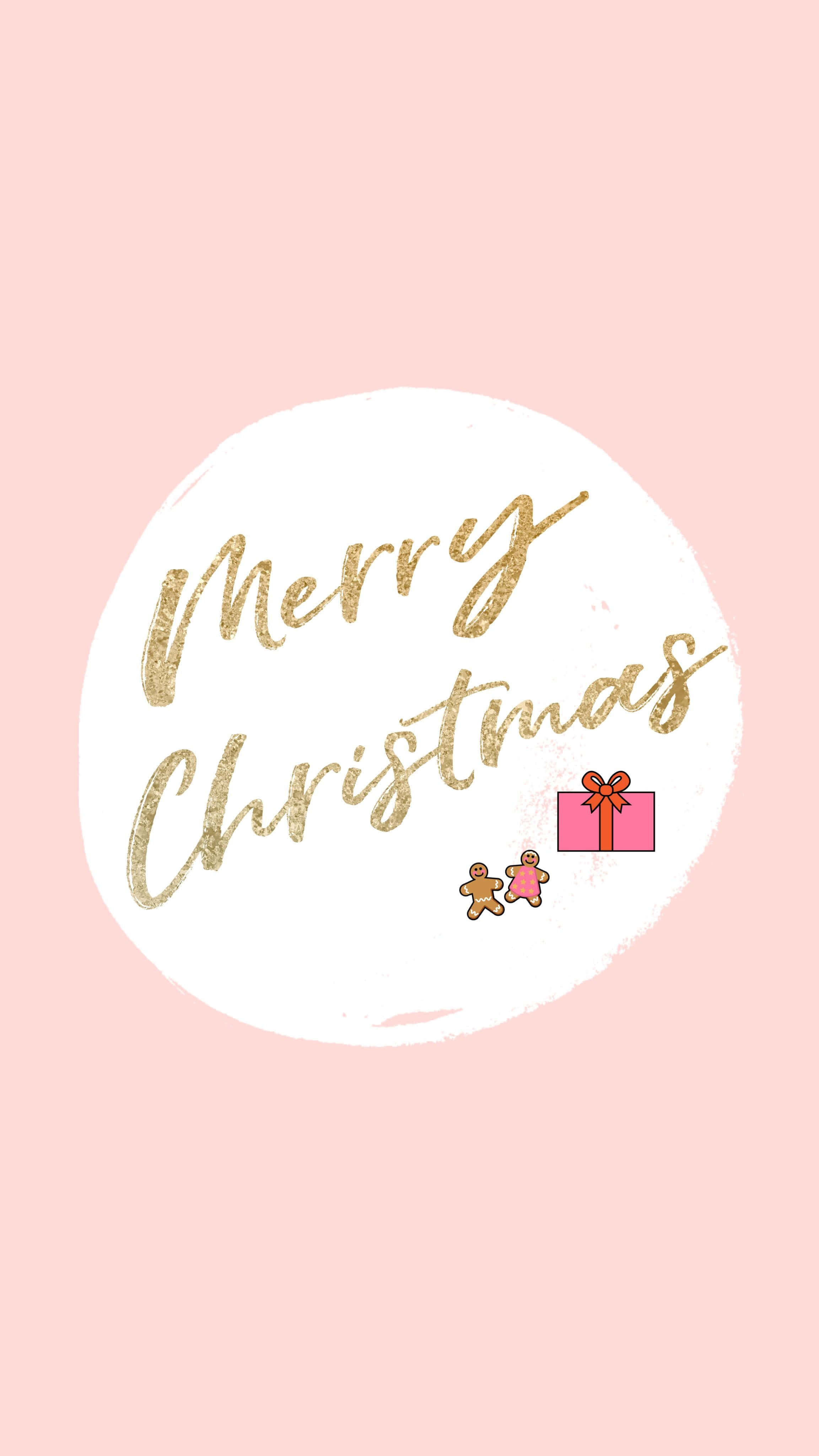 Merry Christmas, glittery gold, soft pink background, 4K Phone Wallpaper