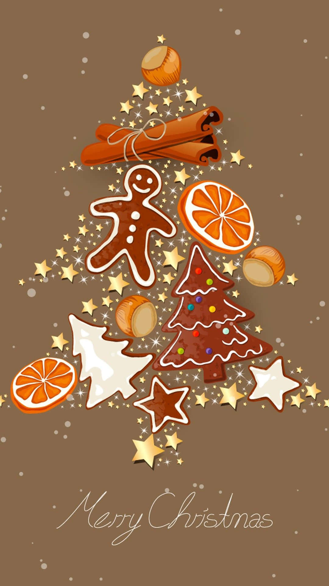 Christmas tree, gingerbread cookies, cinnamon sticks, Full HD Phone Wallpaper