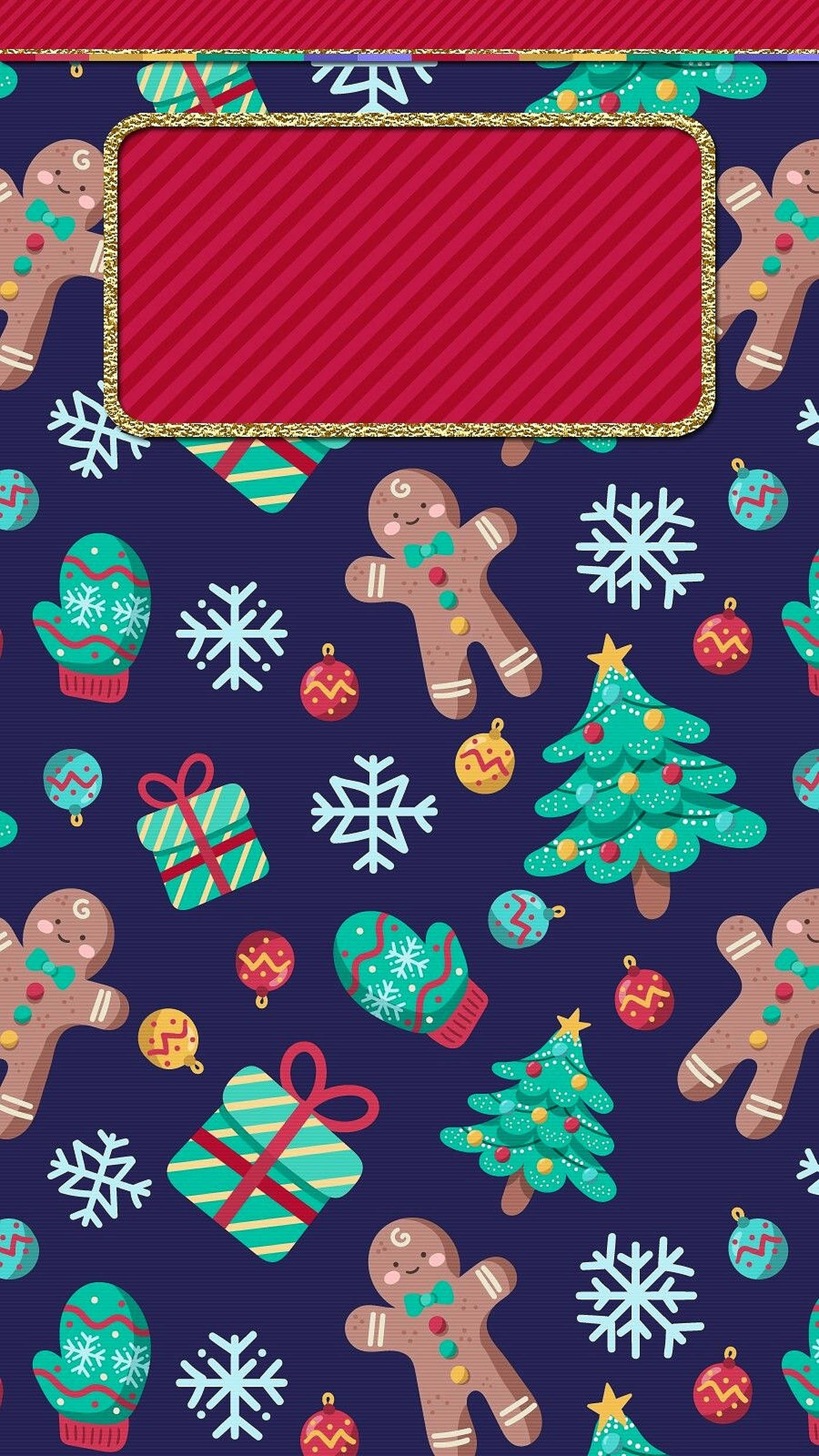 Cute Christmas, gingerbread man, snowflakes, Full HD Phone Wallpaper