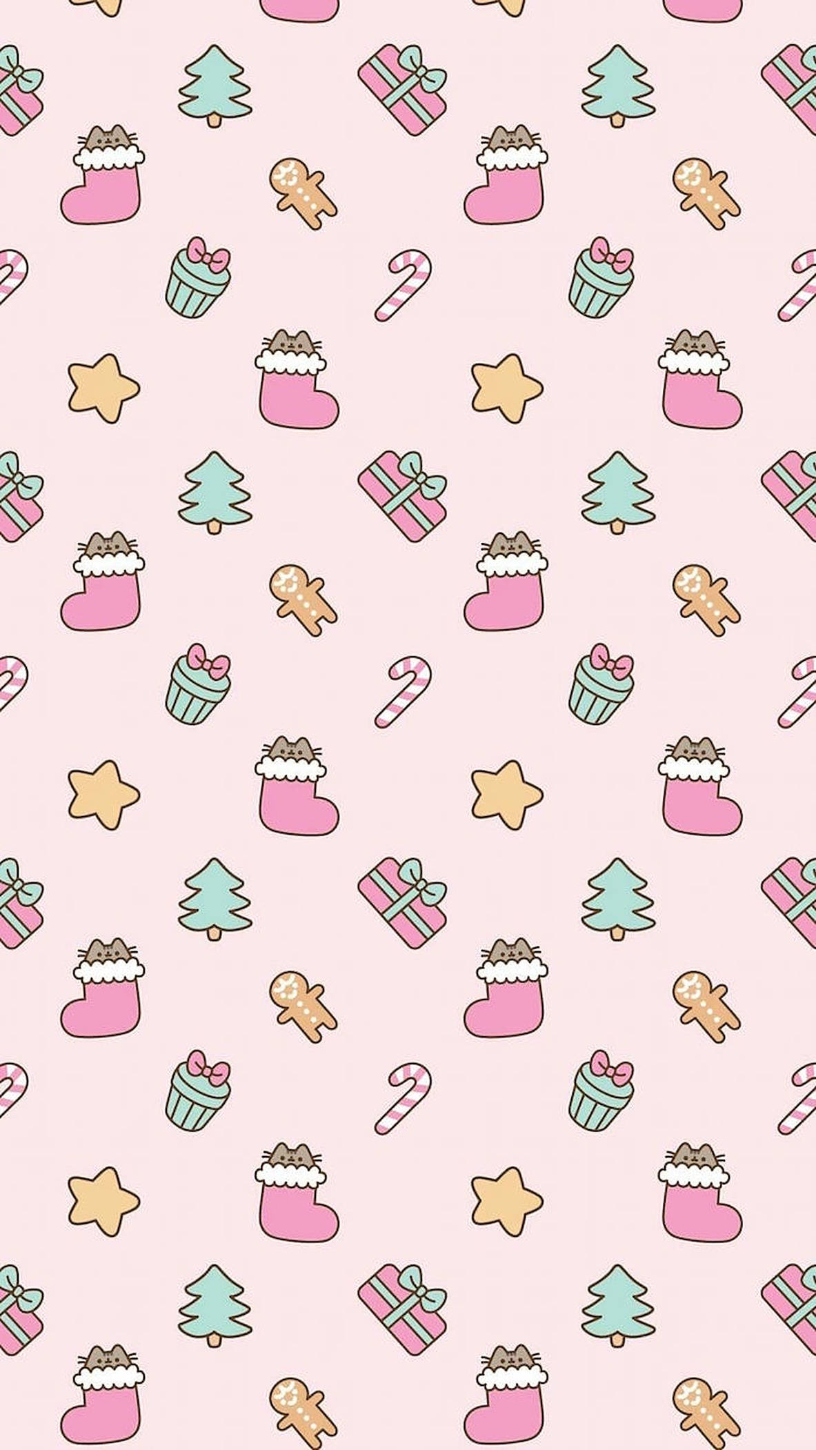pastel pink, stockings, gingerbread cookies, Full HD Phone Wallpaper