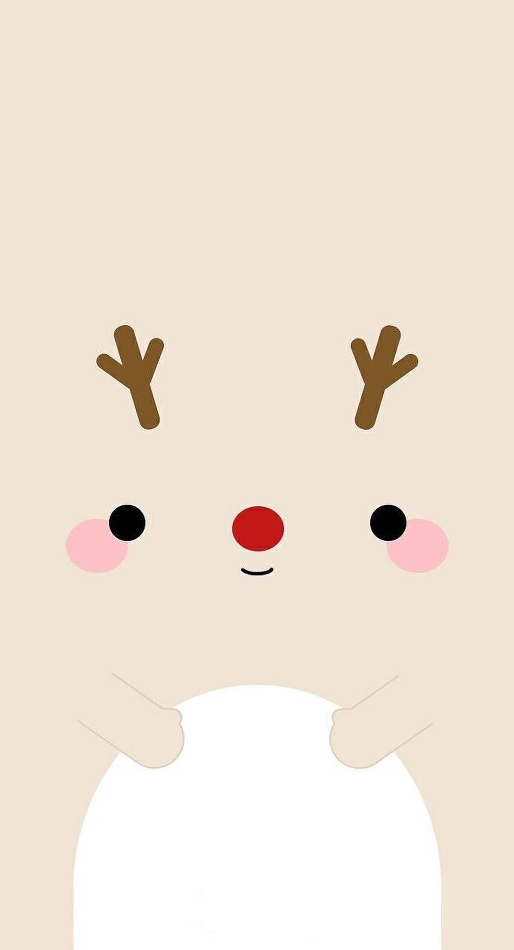 cute reindeer, brown antlers, pink cheeks, Full HD Phone Wallpaper