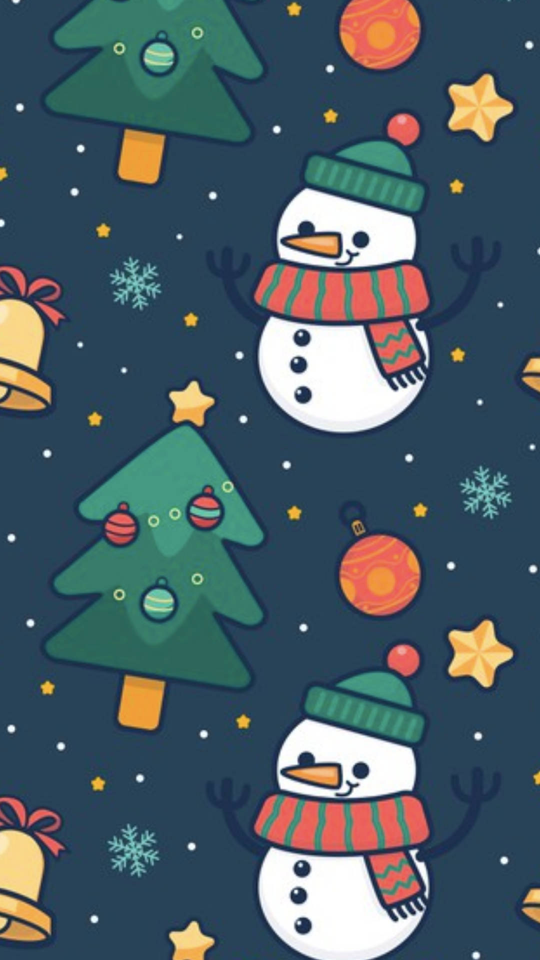 two cute christmas snowmen, festive pattern, cheerful snowmen, Full HD Phone Wallpaper