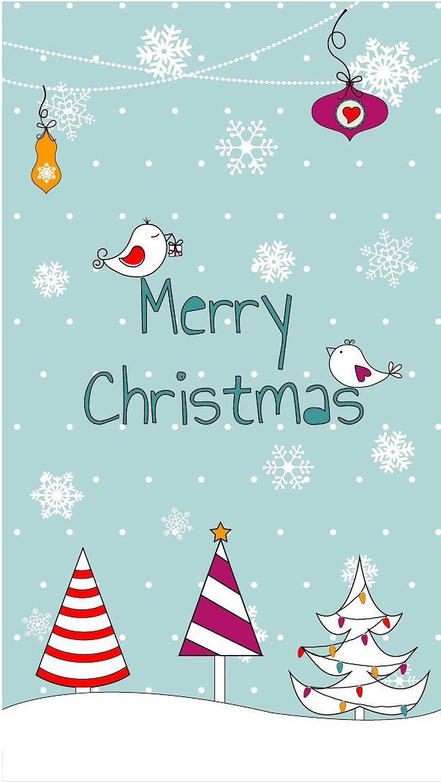 Cute Christmas, cartoon Christmas scene, snowflakes, HD Phone Wallpaper