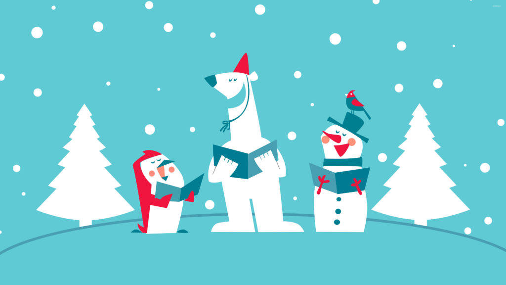 snowman, polar bear, penguin, SD Desktop Wallpaper