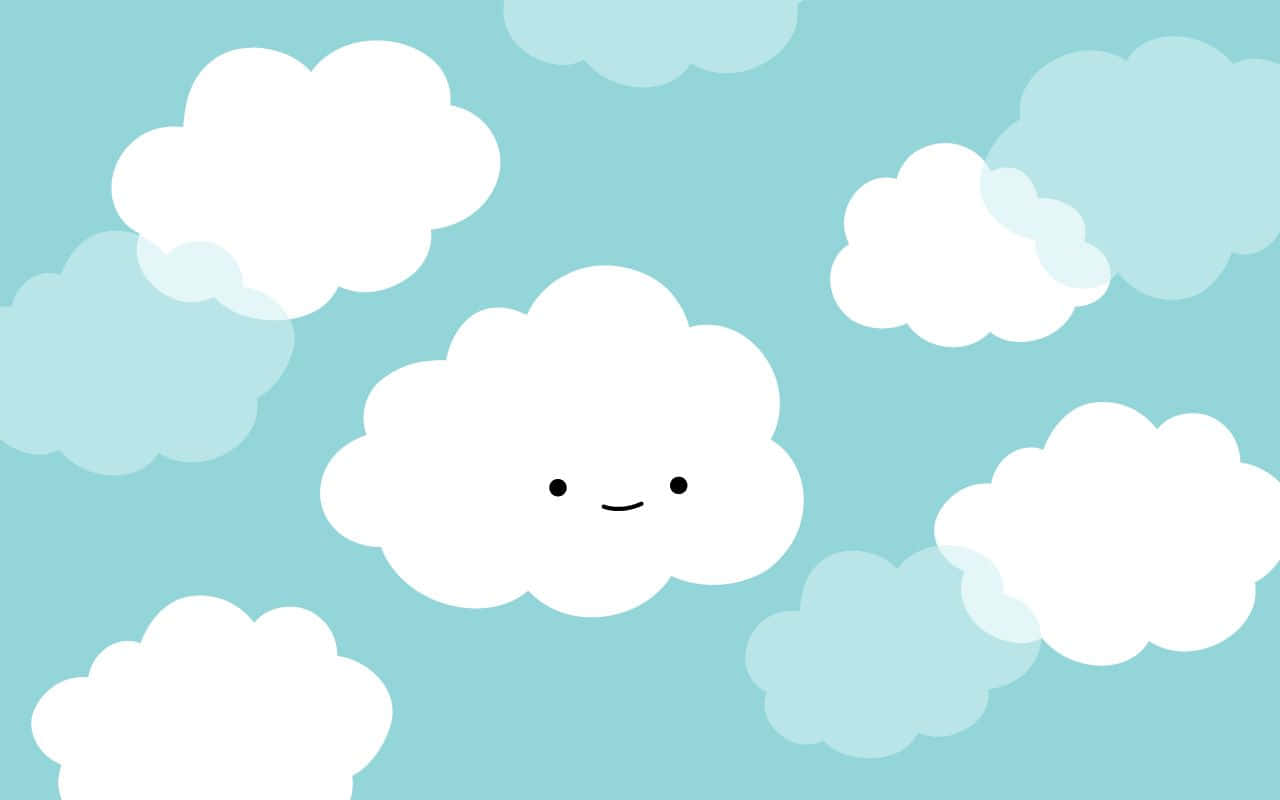 Cute Cloud, smiling face, fluffy white clouds, HD Desktop Wallpaper