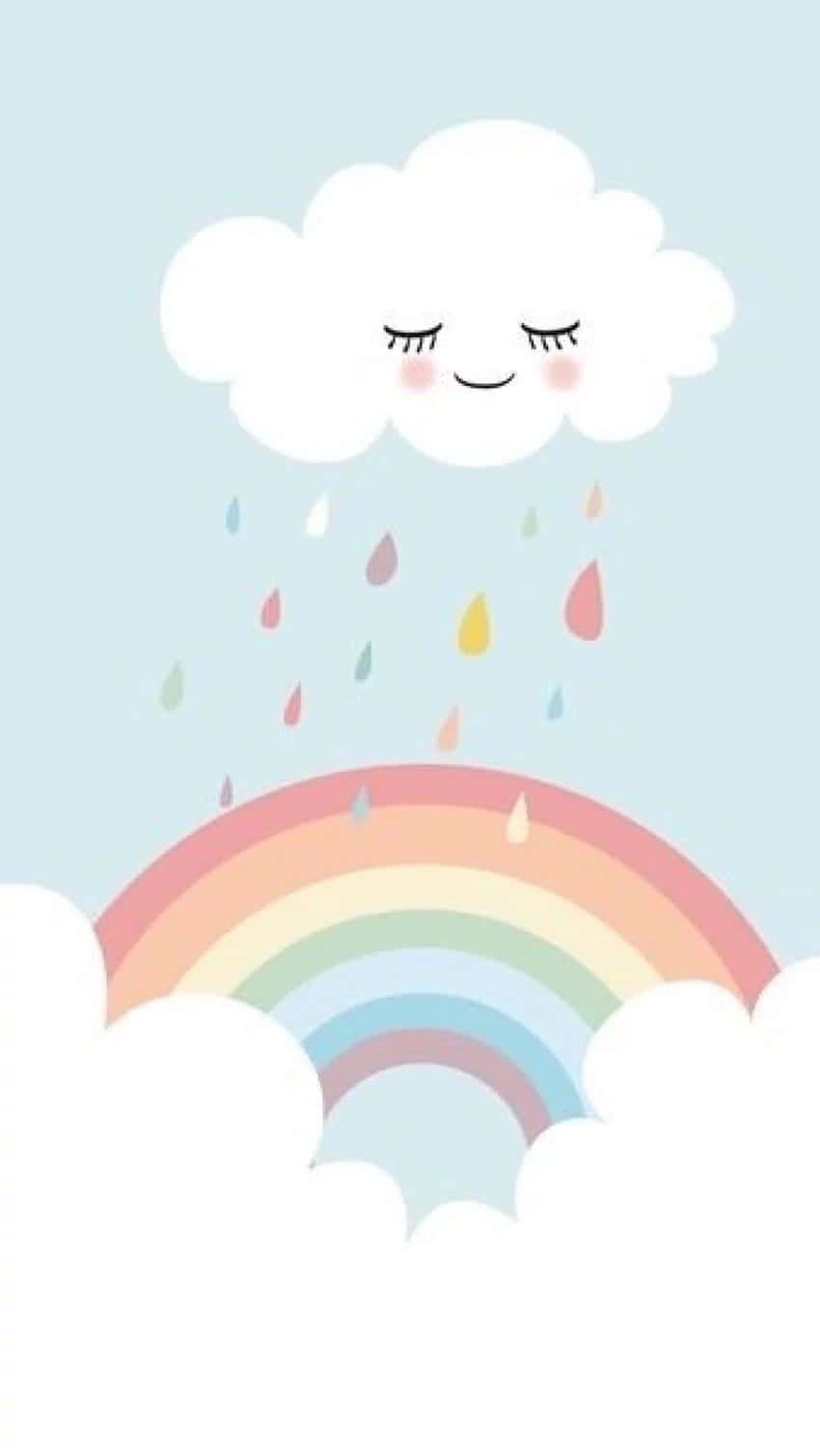 Cute Cloud, rainbows, colorful drops, HD Phone Wallpaper