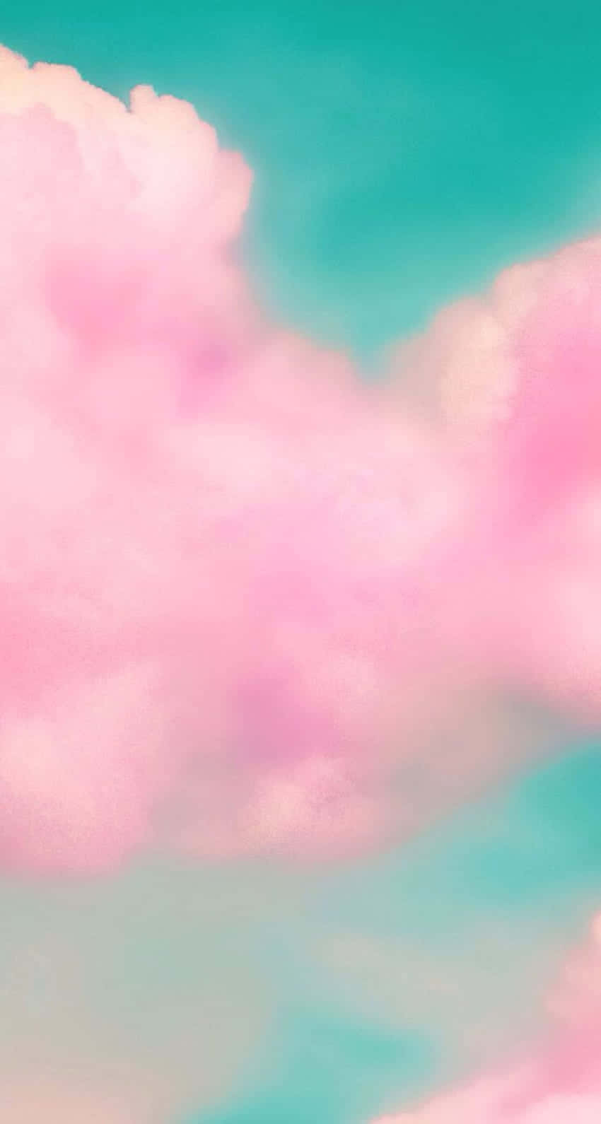 Cute Cloud, pink, light green sky, HD Phone Wallpaper