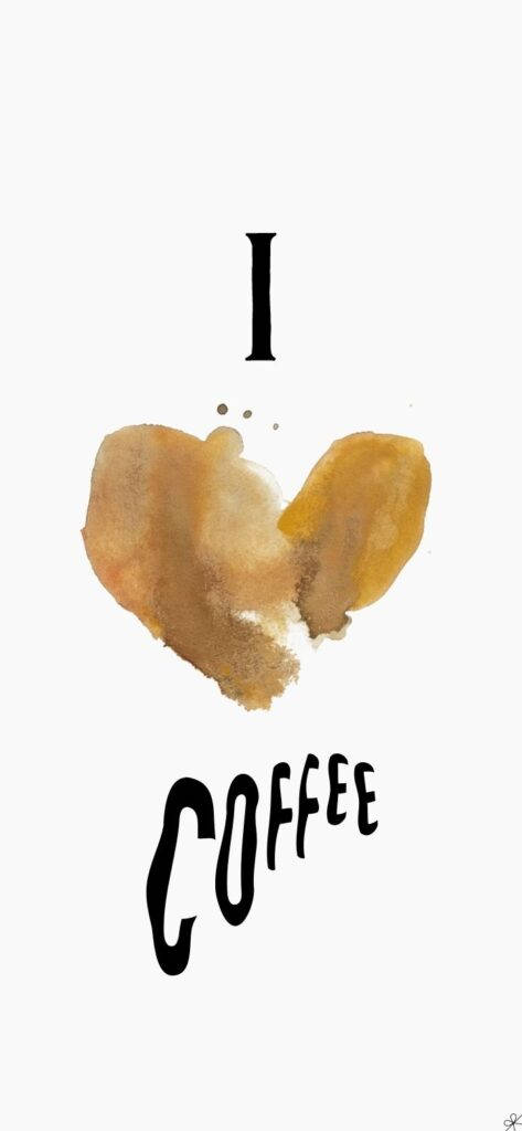 I heart coffee, watercolor heart, warm browns, SD Phone Wallpaper