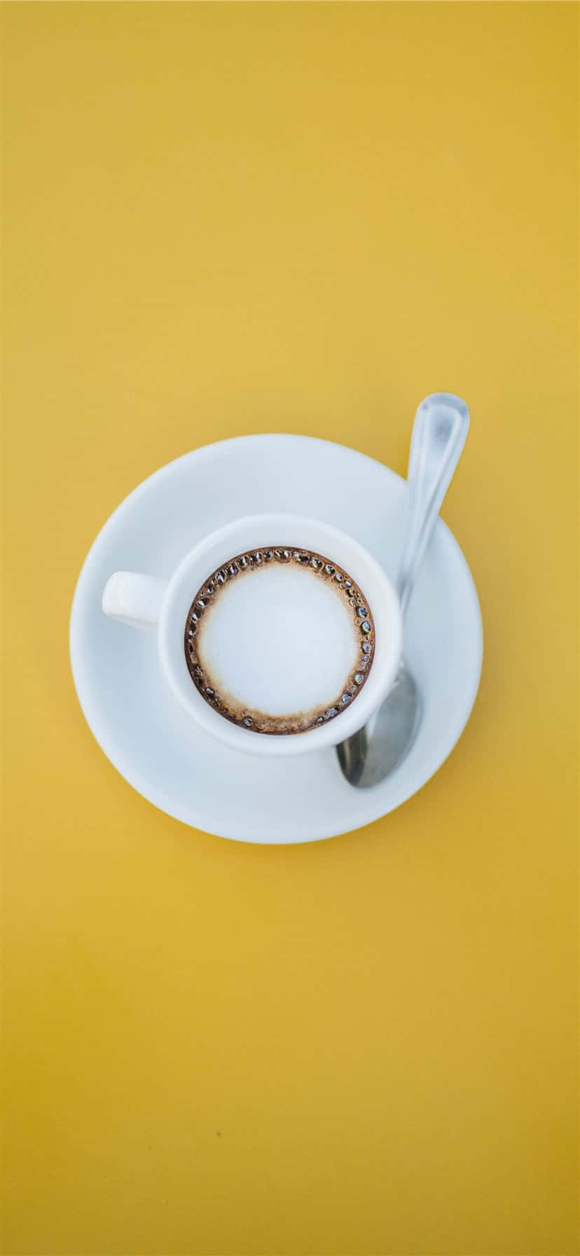 white coffee cup, frothy coffee, spoon, HD Phone Wallpaper