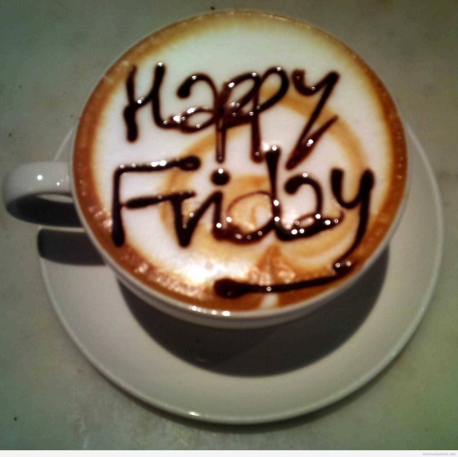 Happy Friday, cappuccino, chocolate drizzle, HD Desktop Wallpaper