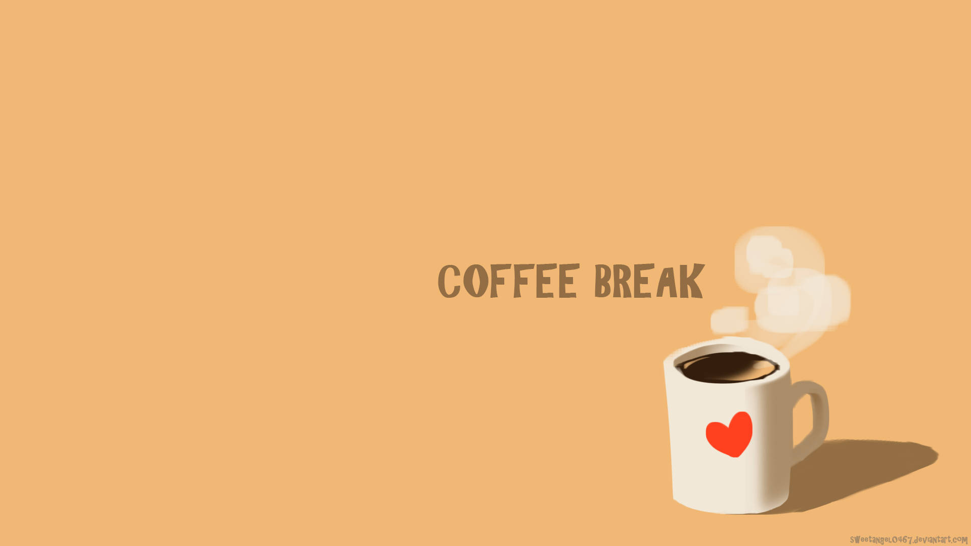 white coffee mug, red heart, steam, Full HD Desktop Wallpaper