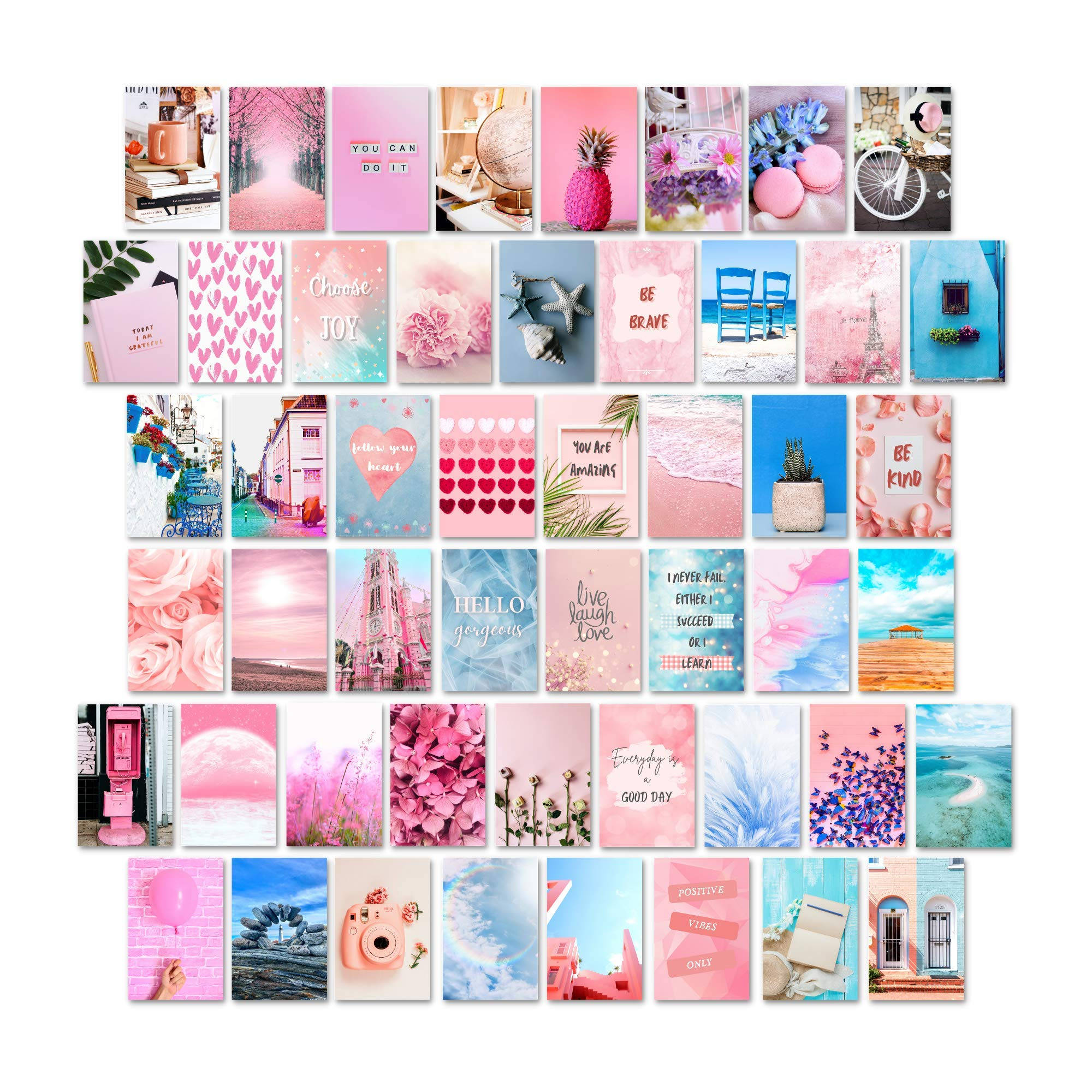 Cute Collage, pastel pink, blue aesthetic, Full HD Desktop Wallpaper