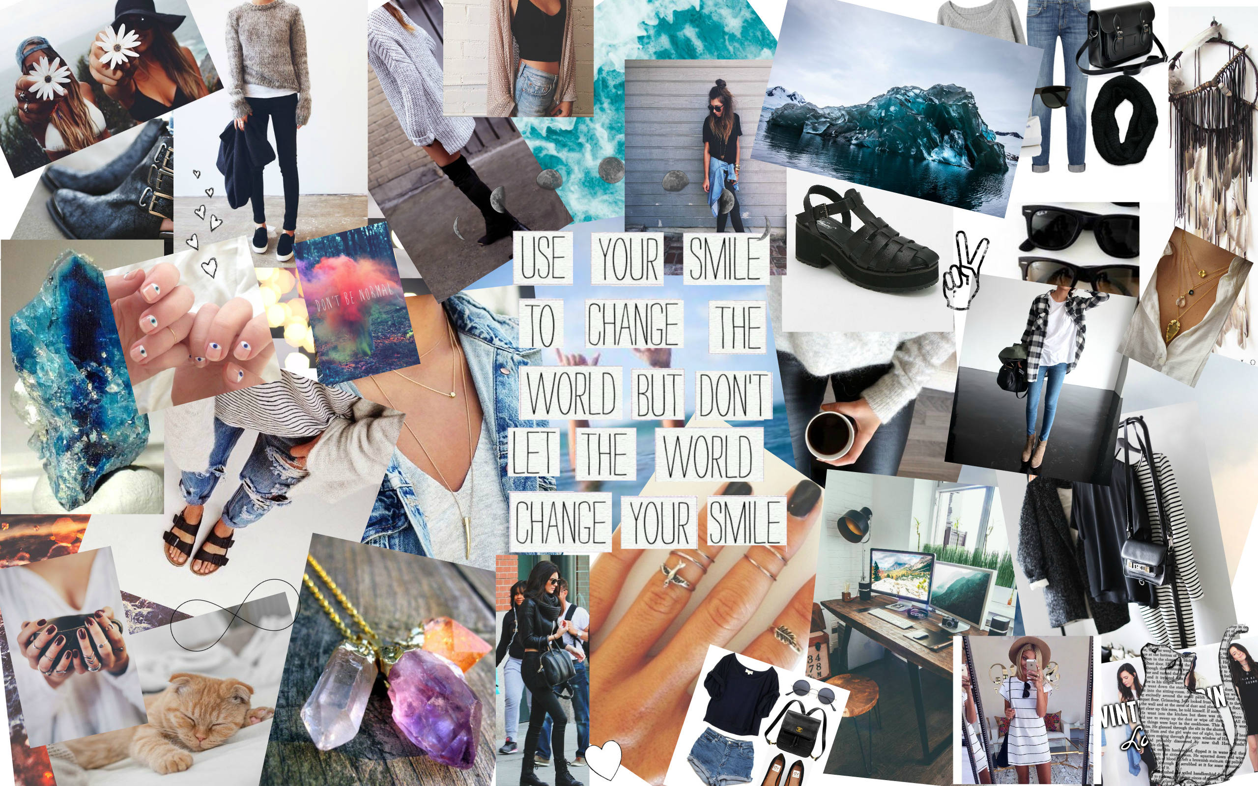 cute collage, vibrant collage, fashion accessories, 2K Desktop Wallpaper