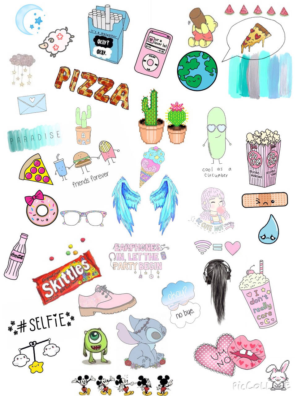 hearts, stars, cartoon stickers, HD Phone Wallpaper