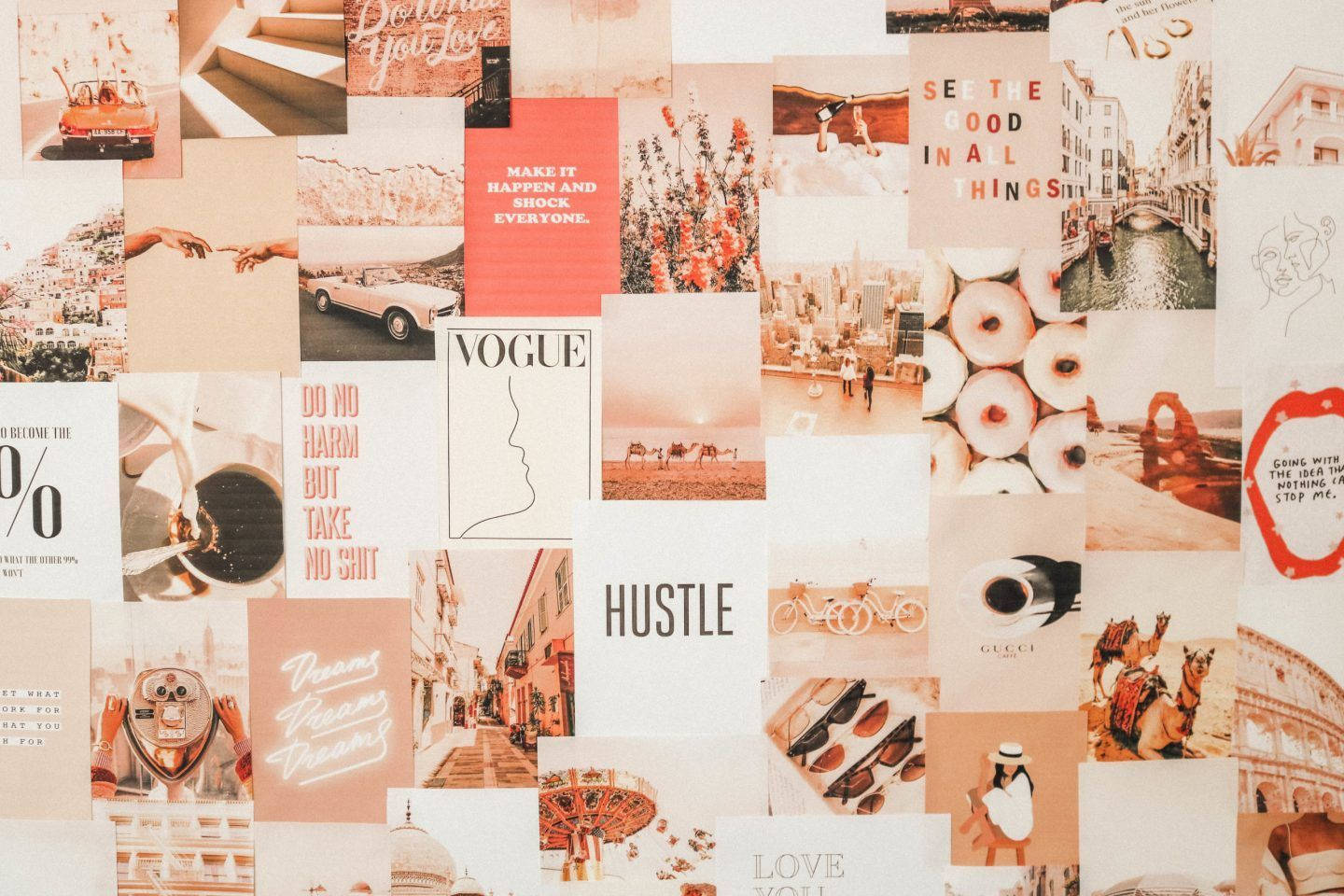 cute collage, vintage aesthetic, warm-toned, HD Desktop Wallpaper