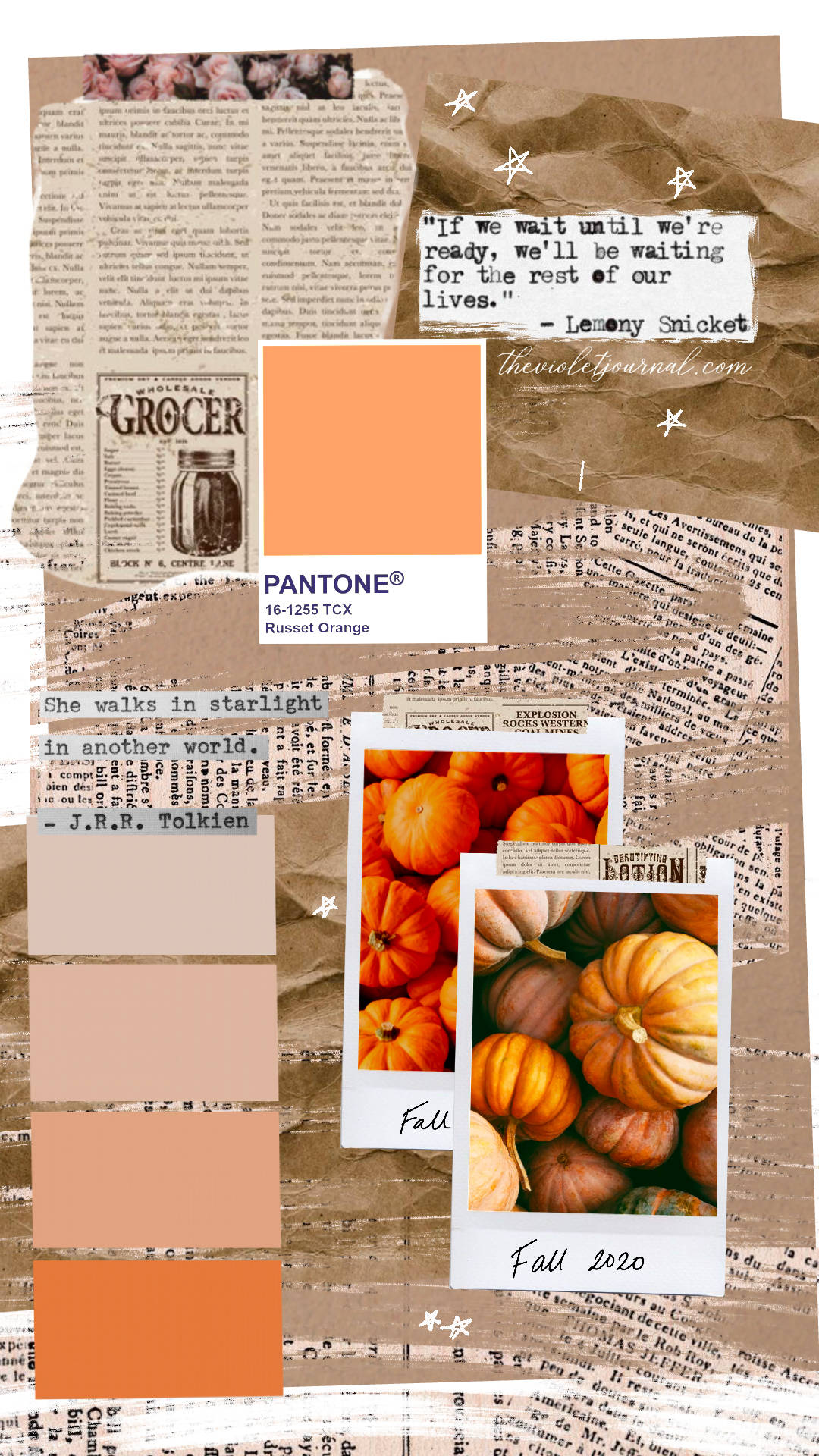 Cute Collage, autumn-themed elements, pumpkins, Full HD Phone Wallpaper
