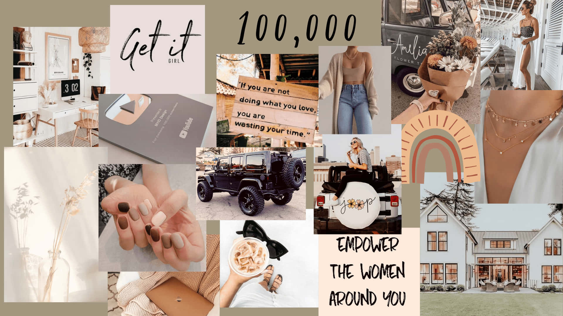 Cool Collage, feminine lifestyle, coffee drinks, Full HD Desktop Wallpaper