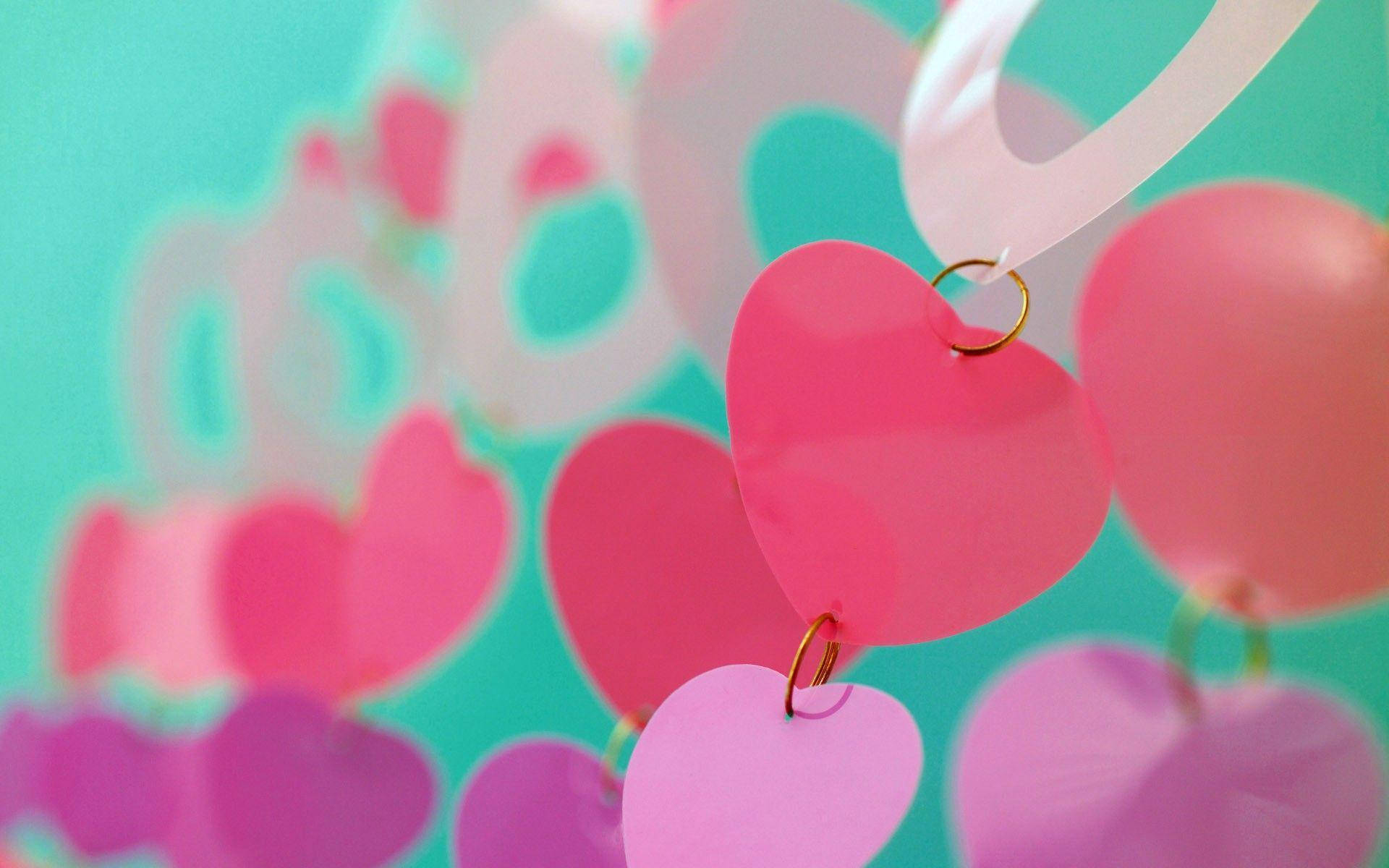 heart sequin chain, pink, magenta, Full HD Desktop Wallpaper