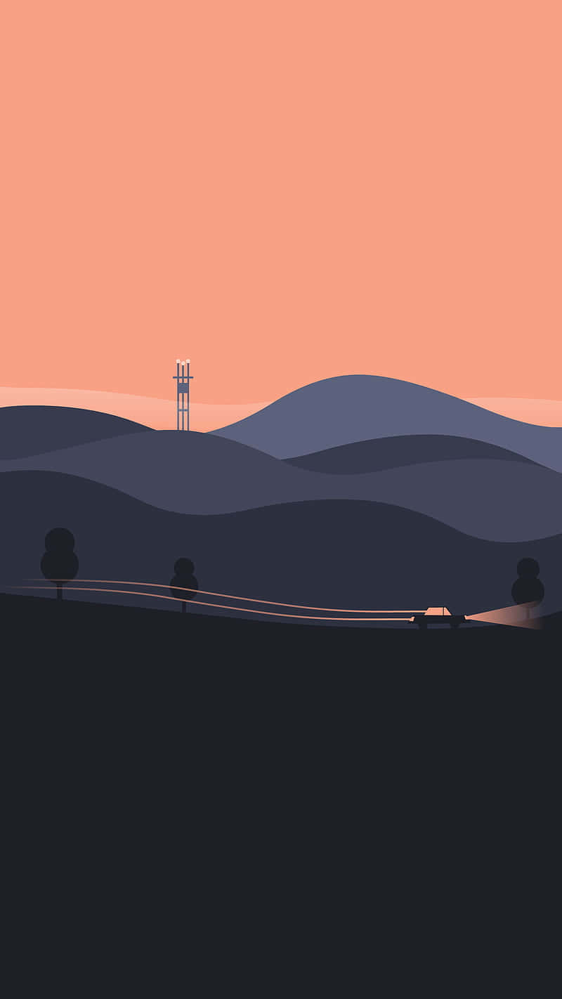minimalist silhouette, car, winding road, HD Phone Wallpaper