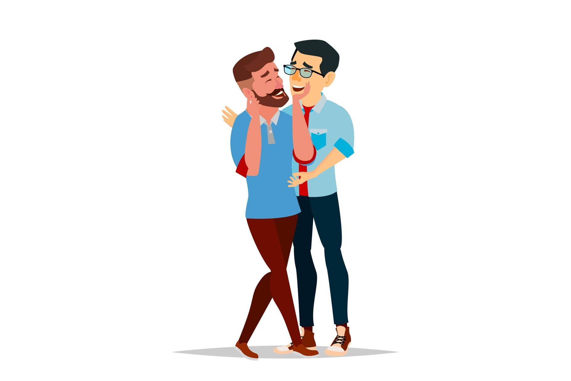 Cute Gay Cartoon Couple, two smiling men, embrace warmly, HD Desktop Wallpaper