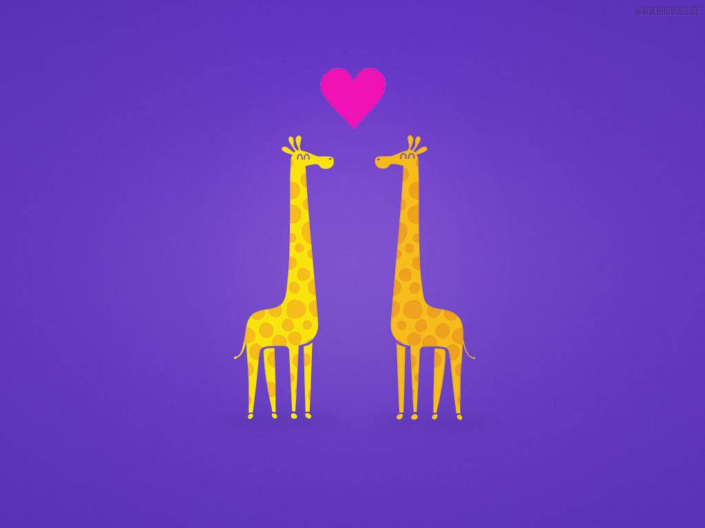 giraffes, yellow, cartoon, SD Desktop Wallpaper