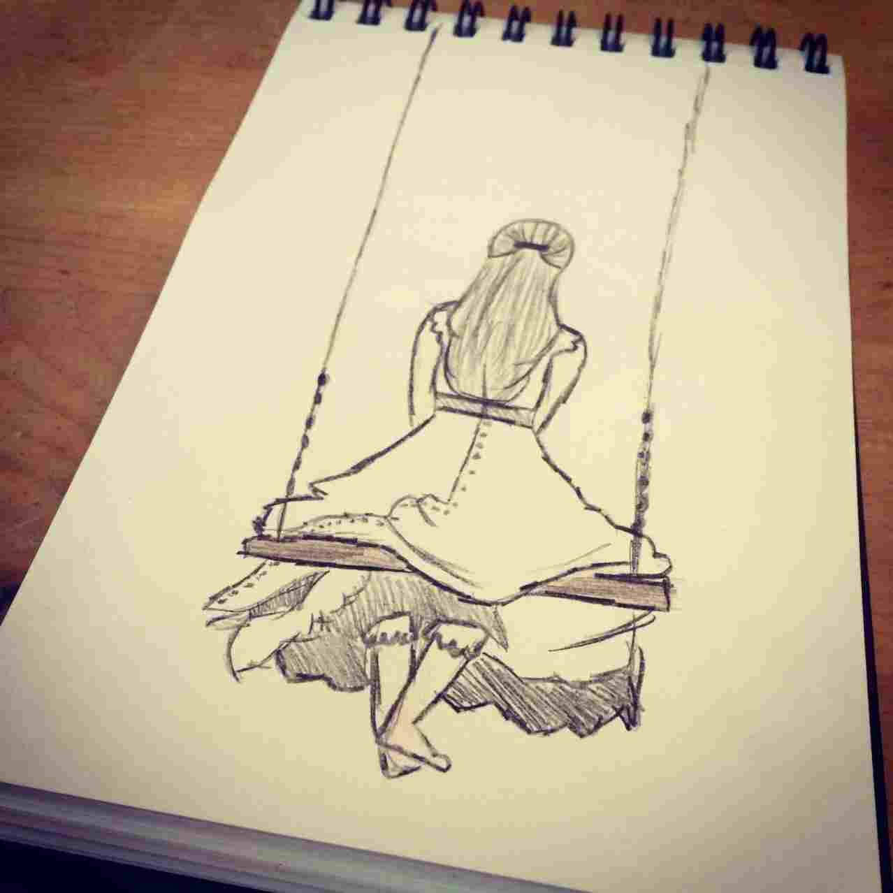 Cute Couple Drawing, iPhone display, sketch, SD Desktop Wallpaper
