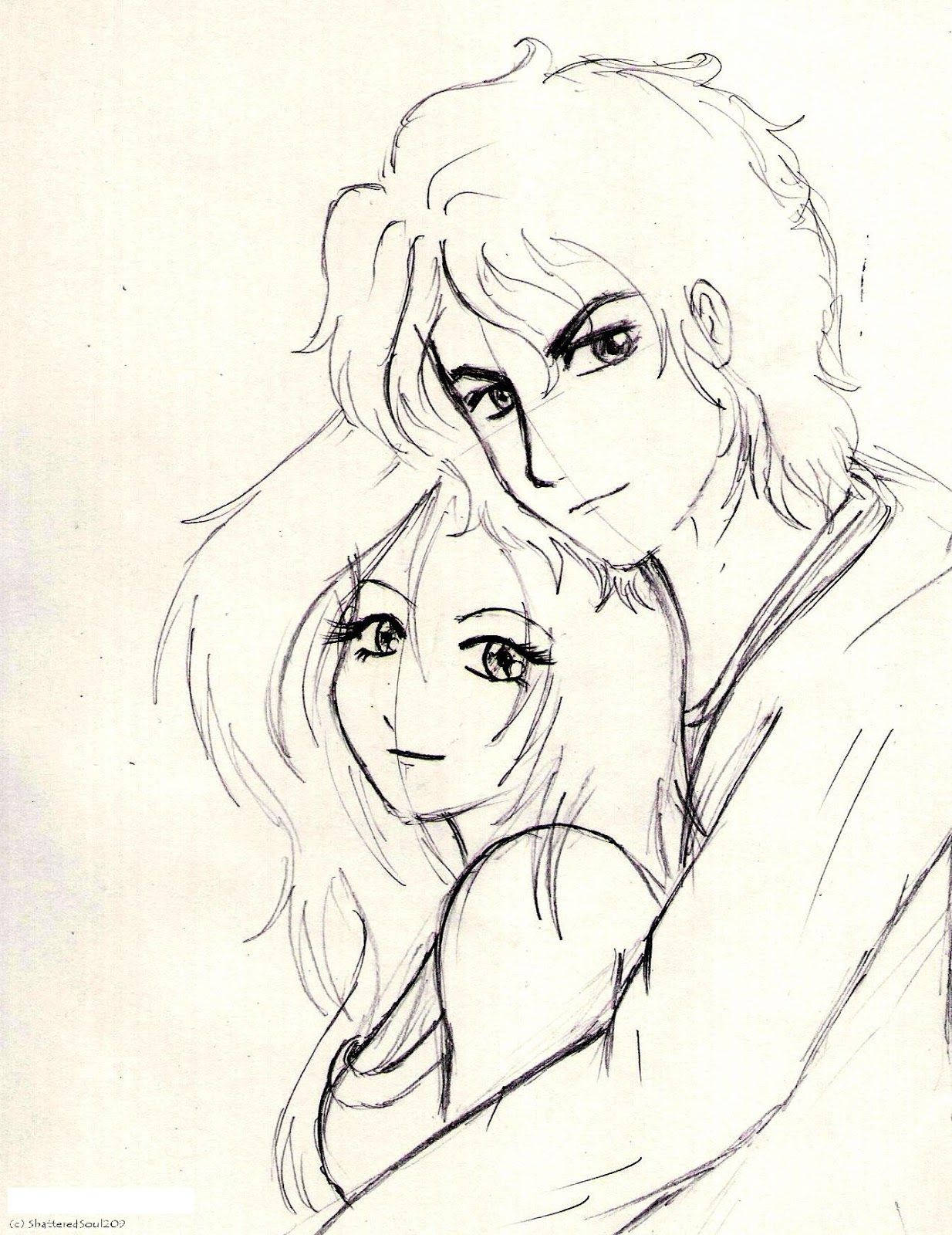 cute couple drawing, black and white sketch, man embracing woman, HD Phone Wallpaper
