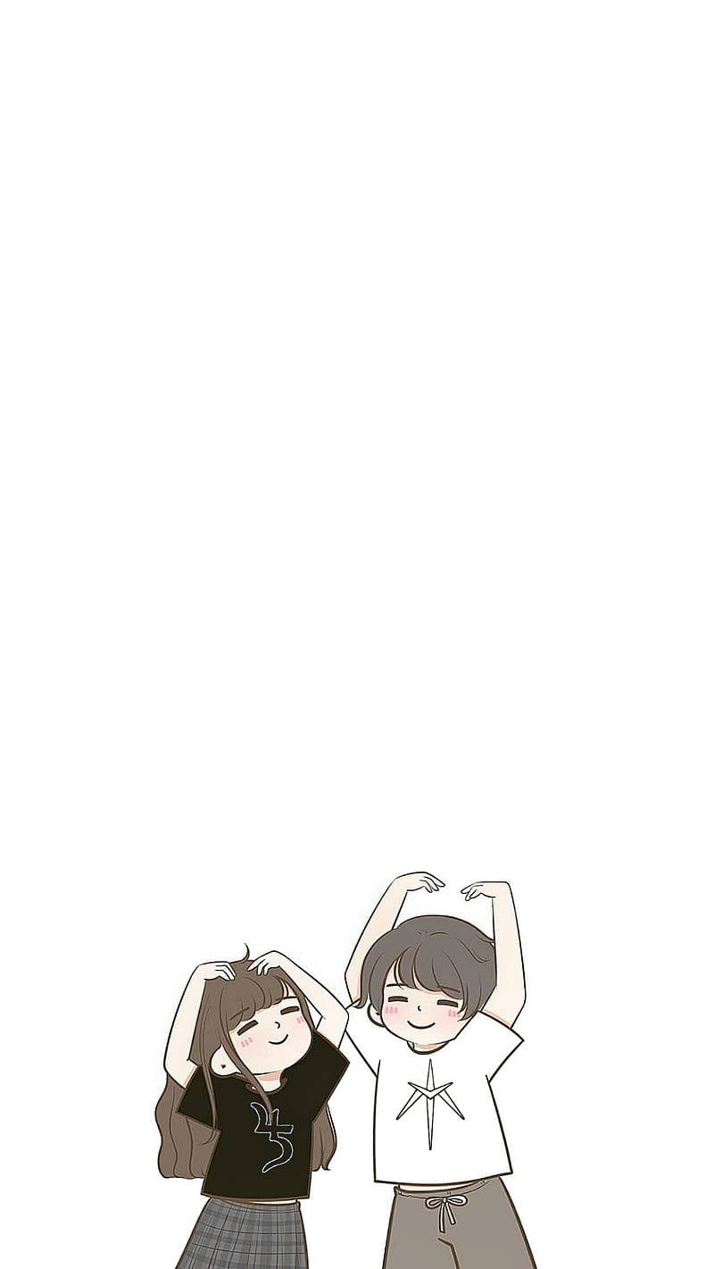 anime-style teens, cheerful, plain white background, HD Phone Wallpaper