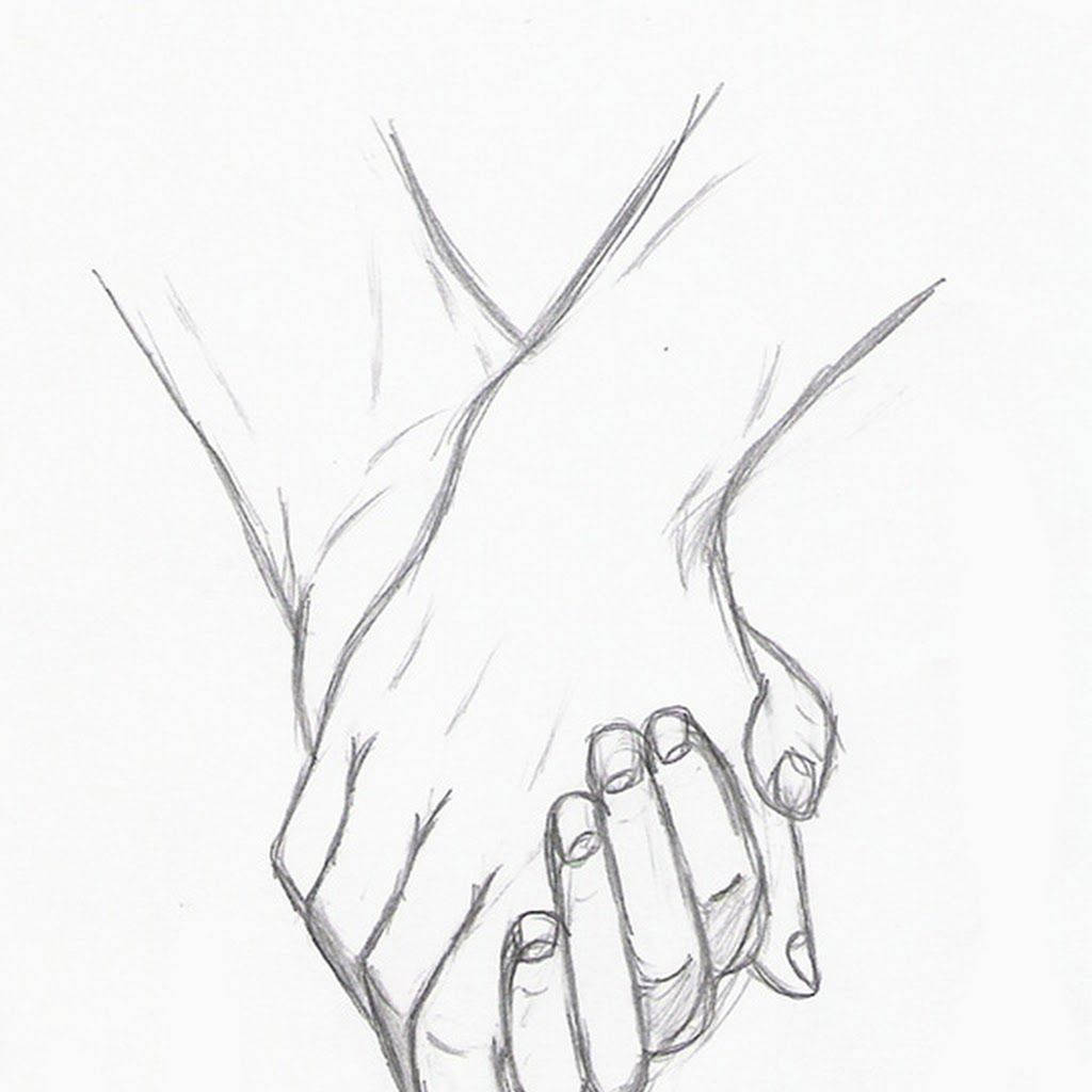 cute couple drawing, hands intertwined, pencil sketch, SD Desktop Wallpaper
