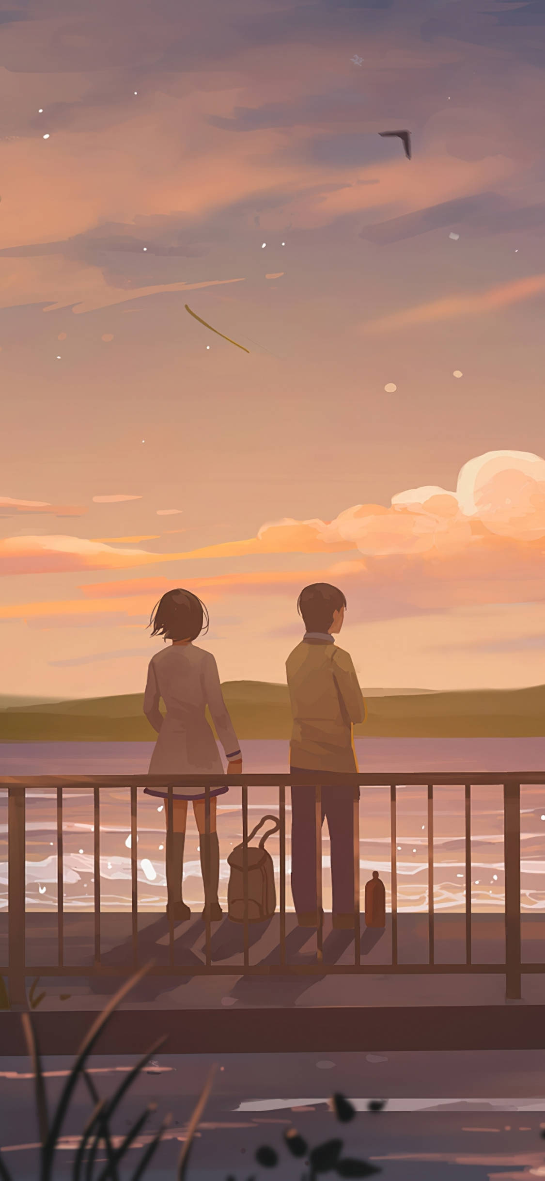 boyfriend and girlfriend, lake, calm water body, Full HD Phone Wallpaper