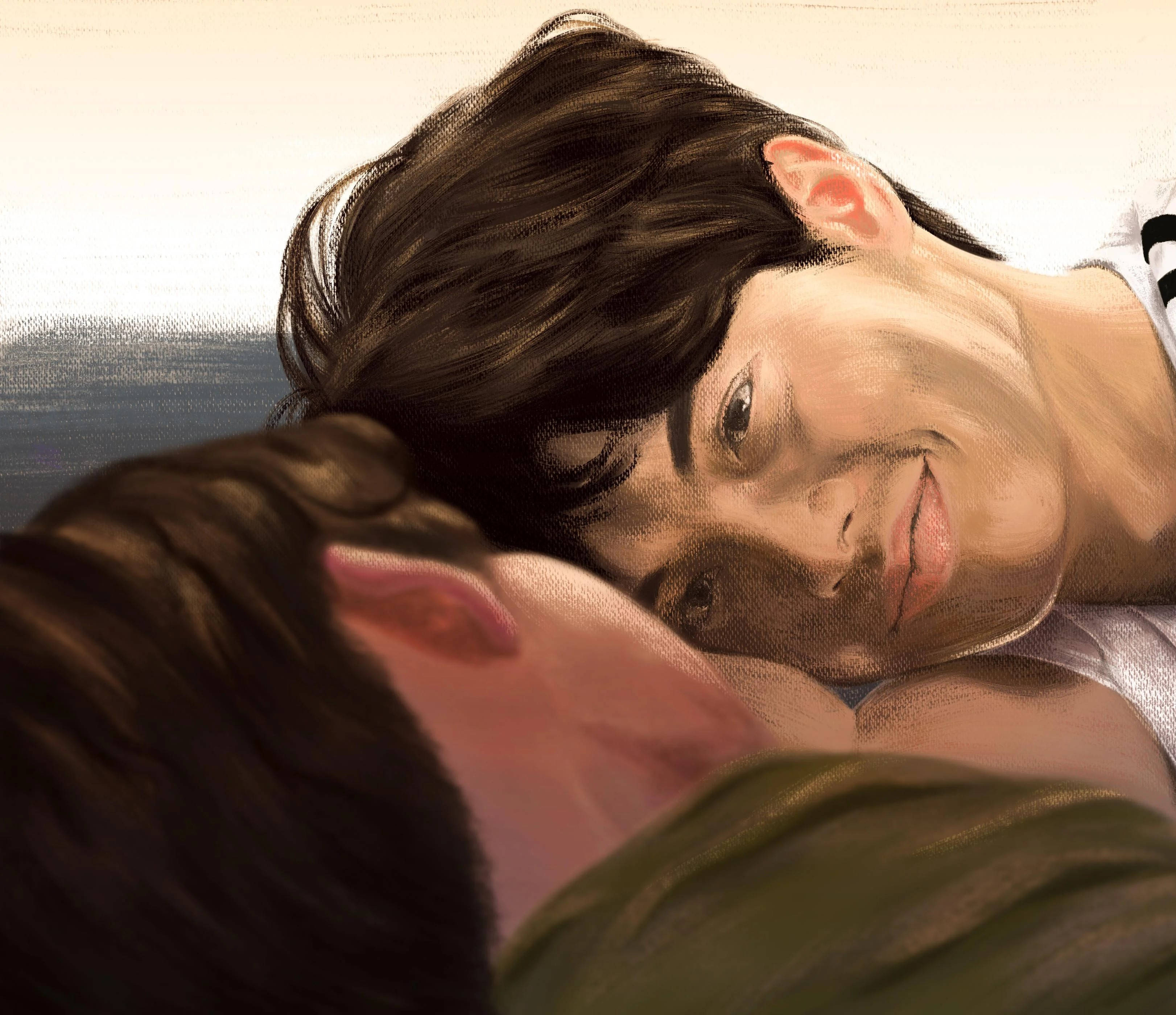 Romantic Brightwin Artwork Painting, digital illustration, two people embracing, 2K Desktop Wallpaper