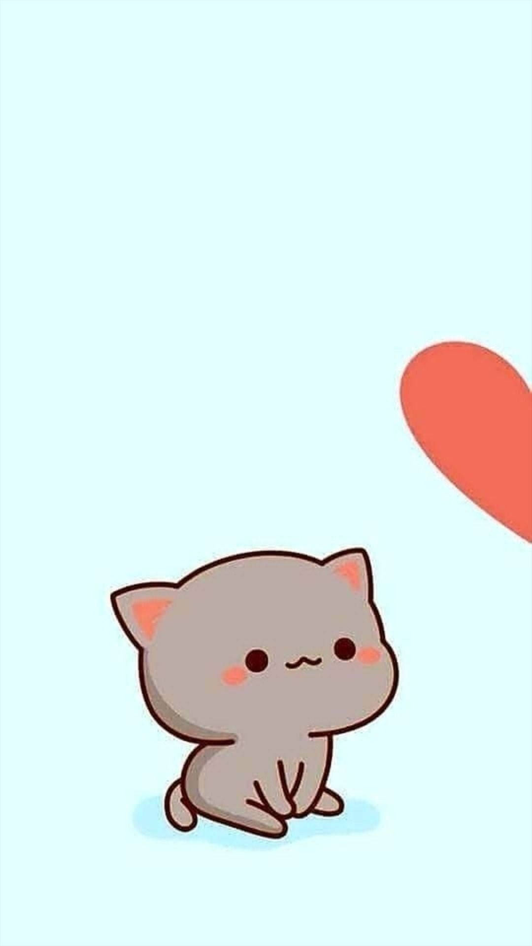 gray kitten, rosy cheeks, soft blue background, Full HD Phone Wallpaper
