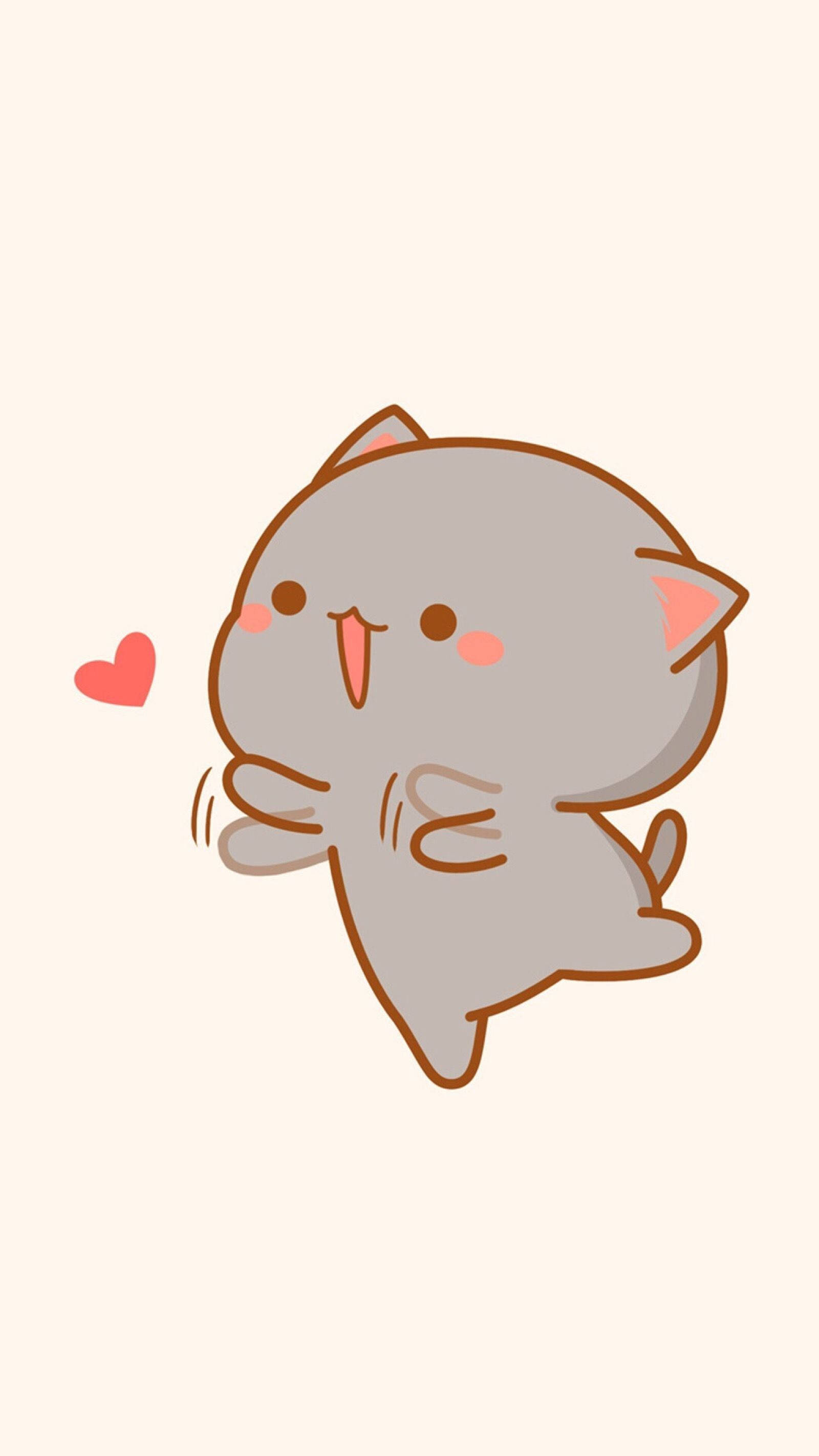 cute couple matching, gray cartoon cat, pink cheeks, 2K Phone Wallpaper
