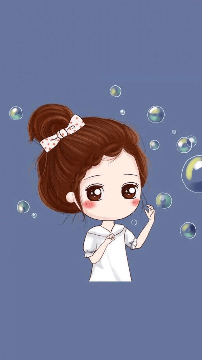 cute couple matching, left girl, bubbles, SD Phone Wallpaper