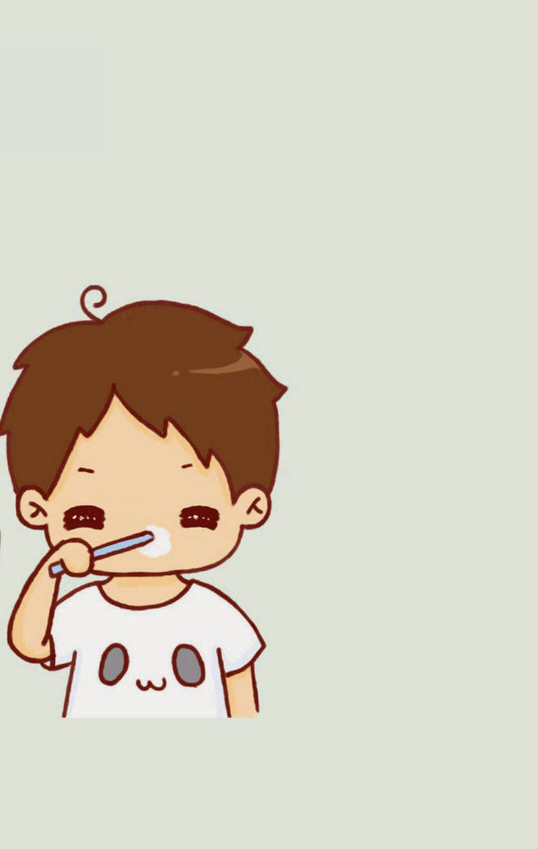 cute couple matching, boy brushing teeth, brown hair, HD Phone Wallpaper