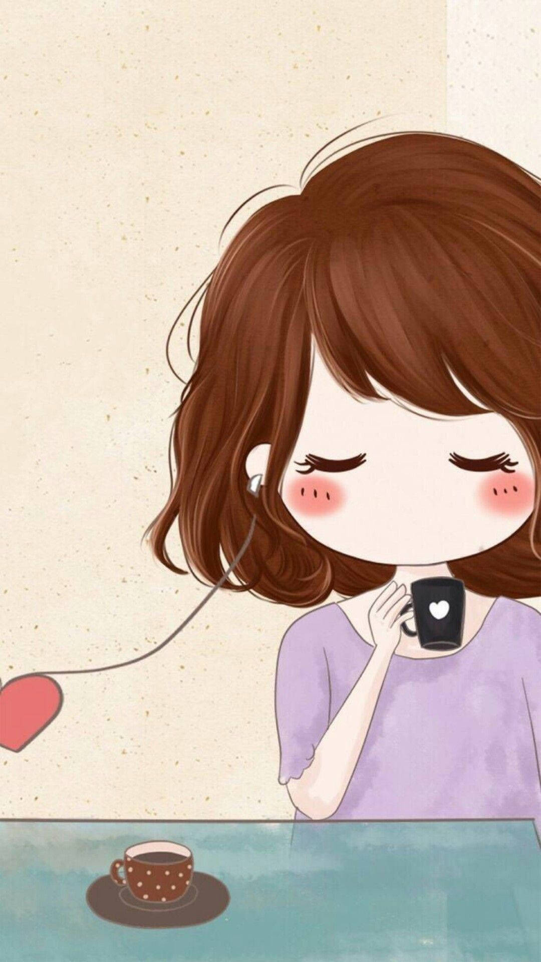 cute couple matching, anime girl, brown hair, Full HD Phone Wallpaper