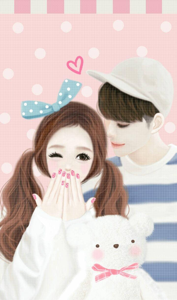 cute couple, teddy bear, girl, SD Phone Wallpaper