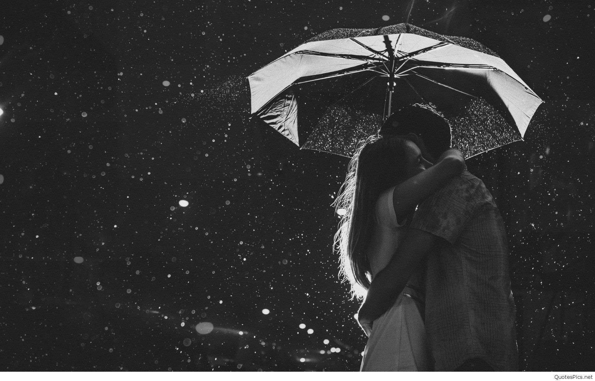 cute couple, transparent umbrella, raindrops, Full HD Desktop Wallpaper