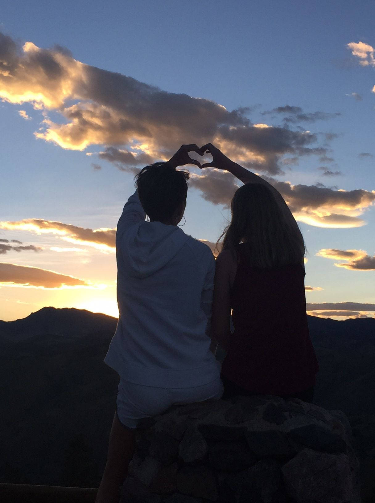 cute couple, heart, sunset, HD Phone Wallpaper